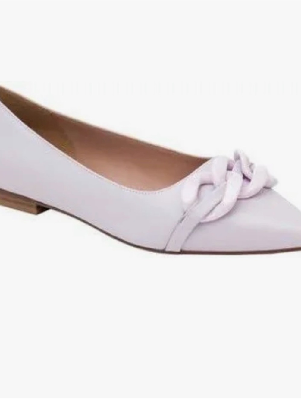 Linea Paulo Pointed Chain-Accent Leather Ballet Flat - lavender